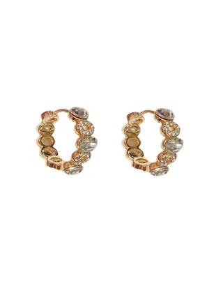 Gold Coloured Full Zirconia Earrings 
