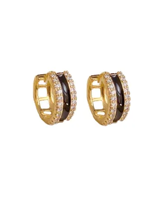 Black  Drip Circle Earrings 