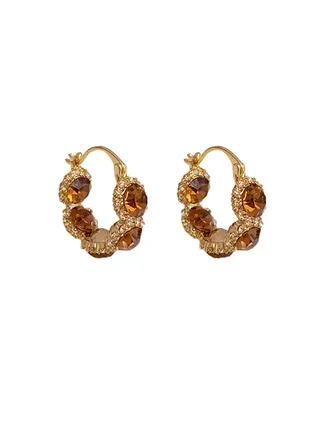 Airy Zirconia Circle Earrings 