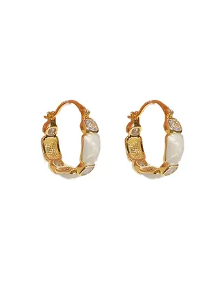 White Zirconia Oil Drip Earrings 