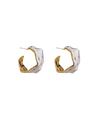 Irregular Celadon Oil Drip Earrings 