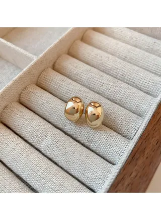 Gold Plated Bean Earrings 