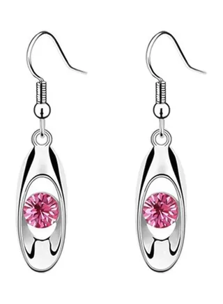 Round Cut Rhinestone Inlaid Water Drop Dangle Earrings 