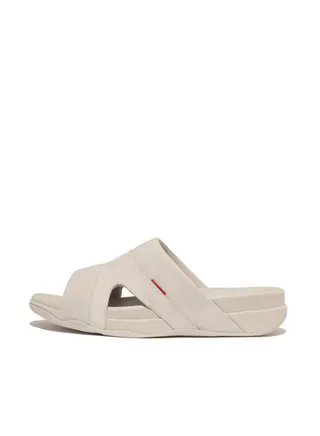 049-788 FITFLOP GV4-A93 Freeway Iii Mens Leather-Mix Slides - Clay Grey 