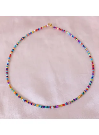 Multicolor Beaded Colorful Seeds Choker 