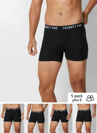 5 Pack Waist Band Trunks With Antibacterial Finish