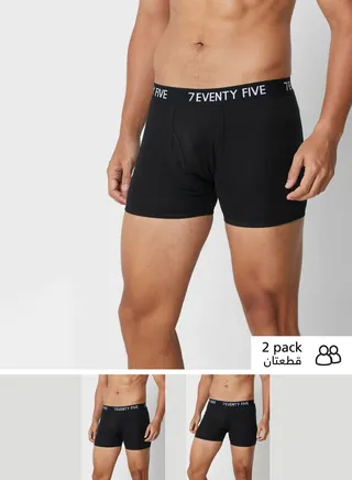 2 Pack Waist Band Trunks With Antibacterial Finish 