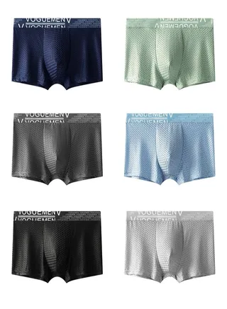 Zeemey 6 Pack Men's Underwear Boxer Briefs Pack,Moisture-Wicking Men's Mesh Underwear,Temp Cooling with Odor Control 