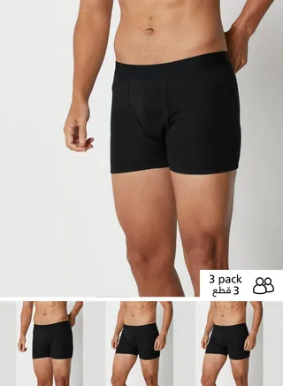 3 Pack Contrast Band Trunks With Antibacterial Finish