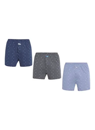 3-Piece Knitted Cotton Boxer Multicolour 
