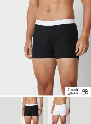 2 Pack Contrast Band Trunks With Antibacterial Finish