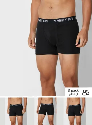 3 Pack Waist Band Trunks With Antibacterial Finish