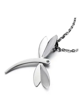 Lovely Dragonfly Pendant Necklace Stainless Steel withChain 