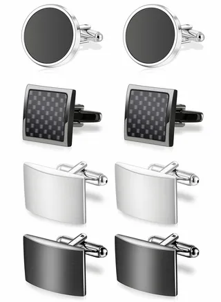 4 Pairs Cufflinks for Men Set Unique Cuff Links Mens Business Groom Gifts 
