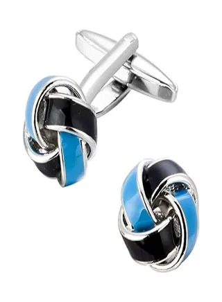 Blue And Black Twist Extreme Classic Mens French Shirt Cufflinks 