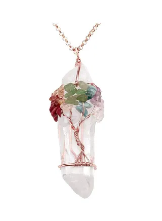 Tumbled Stones Healing Crystal Point Pendant Necklace 