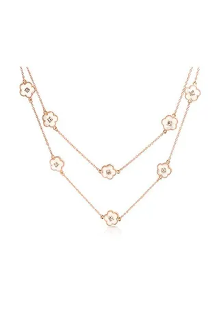 Flower Charm Layered Necklace 