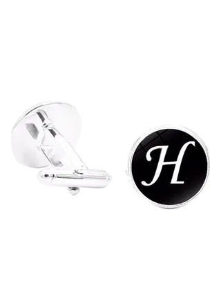 White Gold Initial Alphabet Letter Cufflinks 