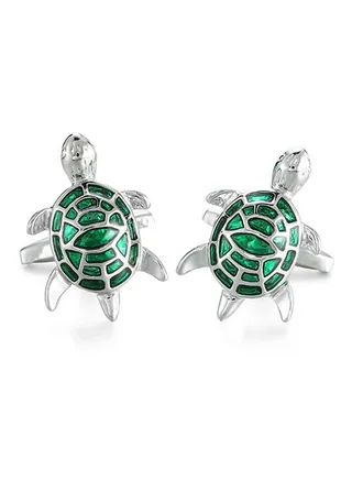Silver Plated Brass Feng Shui Tortoise Cufflink 