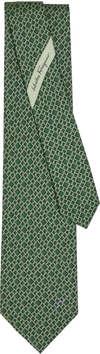 Rebus silk geometric-pattern tie
