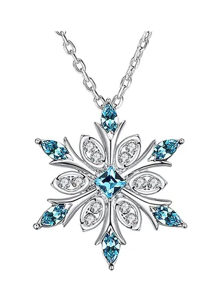 Crystals Snowflake Pendant Fashion Necklace 