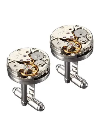 Silver Plated Brass Deluxe Watch Movement Cufflink 