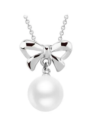 Rhodium Plated Imitation Pearl Studded Pendant Necklace 