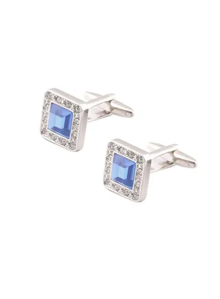 Stainless Steel Rhinestone And Crystal Studded Cufflinks 