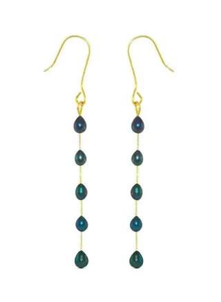 10 Karat Gold Pearls Opera Drop Earrings 