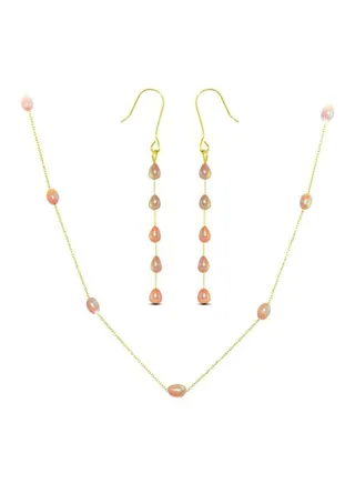 3-Piece 10 Karat Gold Pearls Jewellery Set 