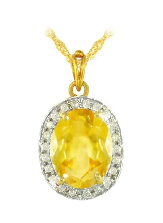 18 Karat Gold Diamond And Citrine Studded Necklace 
