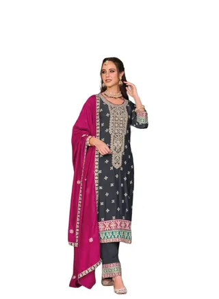 PRIYA’S PANACHE Embroidery Premium Silk Indian Wedding Outfits for Women 