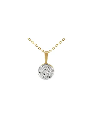 18K Solid And Yellow Gold 0.07Cts Genuine Diamonds Solitaire Necklace 