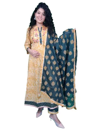 PRIYA’S PANACHE Women Kurti with Dupatta and Palazzo Set | Ladies Top Kurta Kameez Salwar Suit Bottom Pant | Ethnic Indian Pakistani Party Dress | Traditional Festival Ready to Wear 