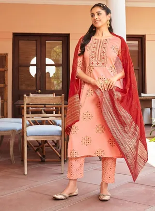 STRAIGHT KURTI WITH PANT and DUPATTA 