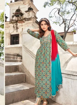 Alia Cut Designer Kurti With Pant And Dupatta 