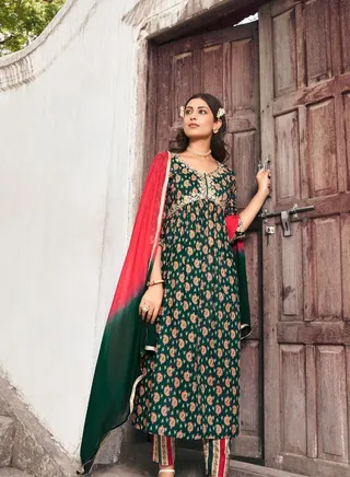 Alia Cut Designer Kurti With Pant And Dupatta 