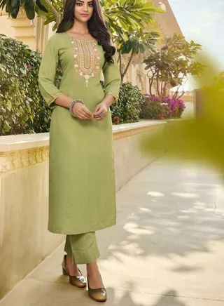 Fancy Rayon Kurta with Pant Emboidery Work 