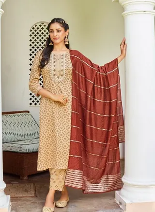 STRAIGHT KURTI WITH PANT and DUPATTA 