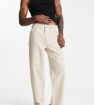 COLLUSION x014 90s baggy jeans in ecru