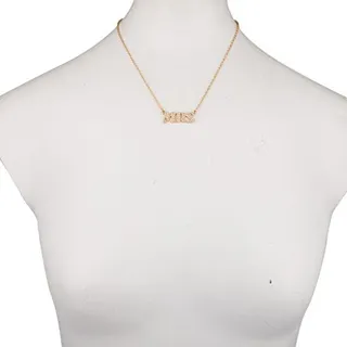 Brass  MRS Pave Pendant Necklace 