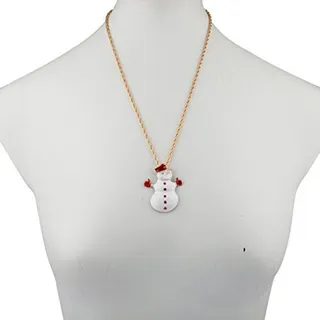 Brass  Snowman Christmas Pendant Necklace 