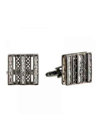 Stainless Steel Cufflinks PMS062B Grey/Clear 