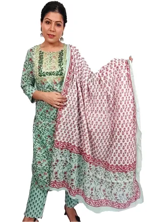 PRIYA’S PANACHE Women Kurti with Dupatta and Palazzo Set | Ladies Top Kurta Kameez Salwar Suit Bottom Pant | Ethnic Indian Pakistani Party Dress | Traditional Festival Ready to Wear 
