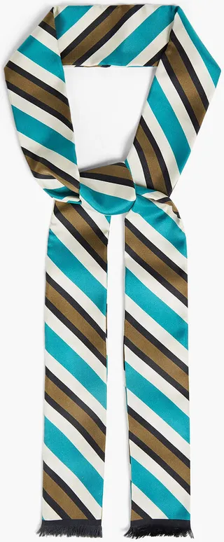 Striped silk-twill scarf