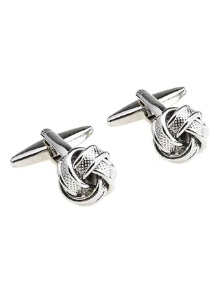 White Gold Knot Silver Plated Spiral Twist Cufflinks 