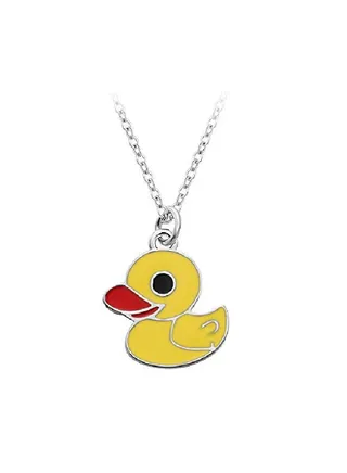 Rhodium Plated Duck Pendant Necklace 