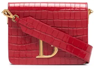 Logo-Plaque Croc-Effect Crossbody Bag