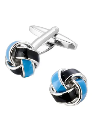 White Gold French Wedding Twist Cufflinks 