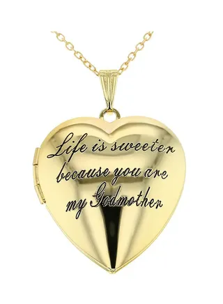 Heart Locket Love Godmother Necklace Goddaughter Pendant 